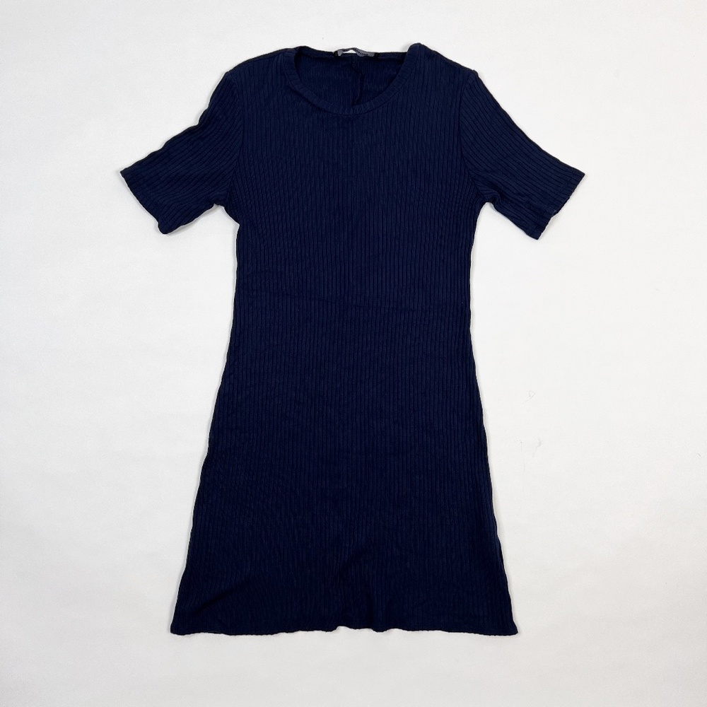 Reformation Gigi Modal Stretch Ribbed Knit Short Sleeve Pullover Mini Dress M